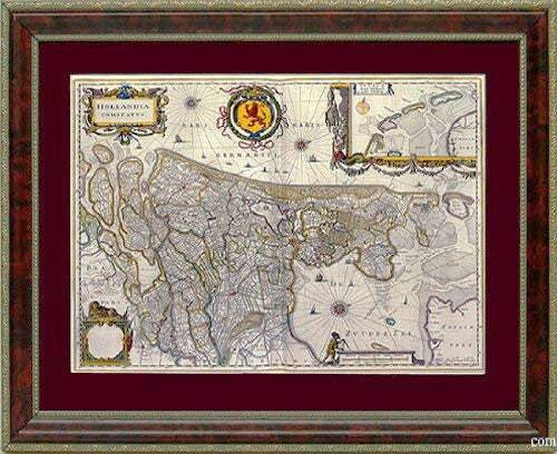16th Century Map of Netherlands, Holland Framed