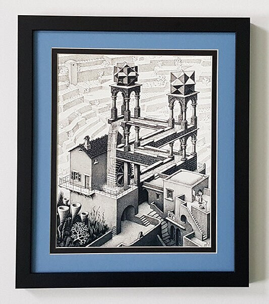 Waterfall M.C. Escher Art Print. Customizable Framing