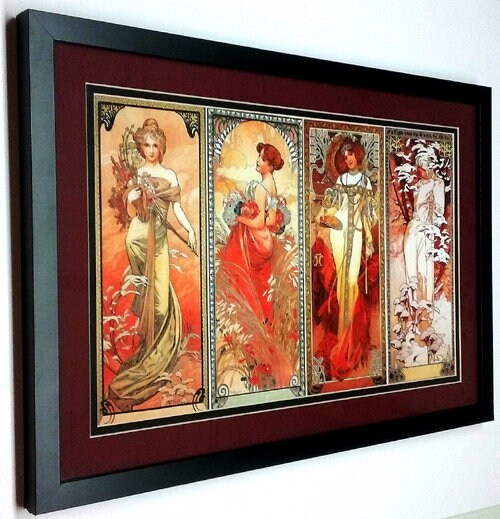 Mucha Poster The Four Seasons Art Nuveau Print Custom Framed