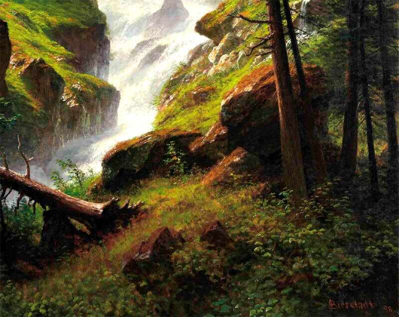 Albert Bierstadt Rocky Mountain Waterfall framed Print Finest Quality