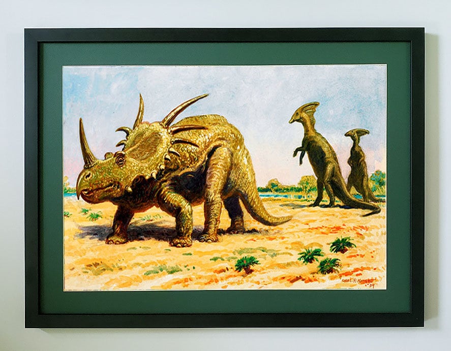 Styracosaurus, Dinosaur Poster Print Art by Charles R Knight. Many Framing Options