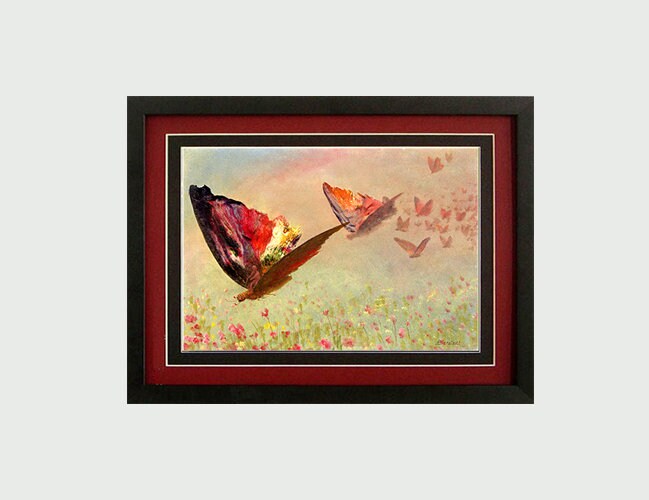 Albert Bierstadt Butterflies in Flight Framed & Mated Finest Quality