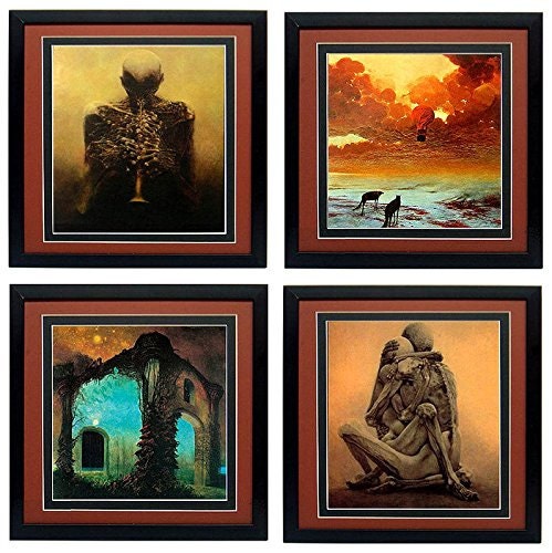 RARE Large Framed Beksinski Master Set of Surreal Art Poster Lovers