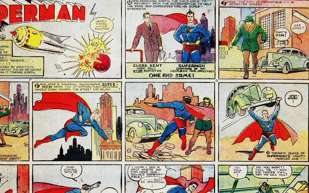 Vintage Superman Comic Strip – Framed Wall Art Print