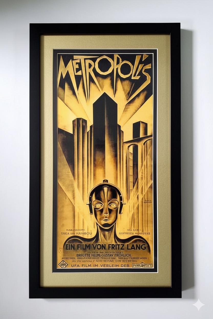 Metropolis Poster Framed with Metallic Gold Mat
