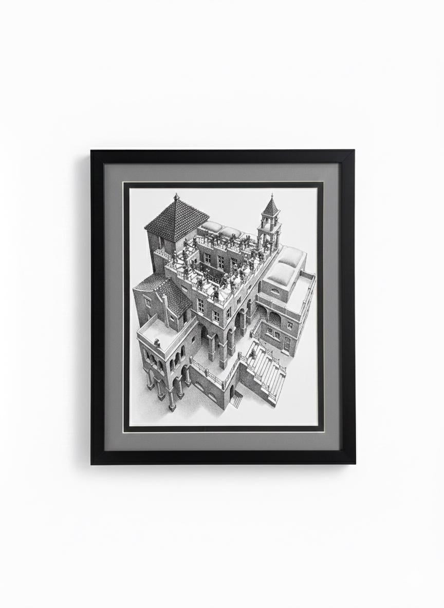 Ascending & Descending by MC Escher Framed Art Print
