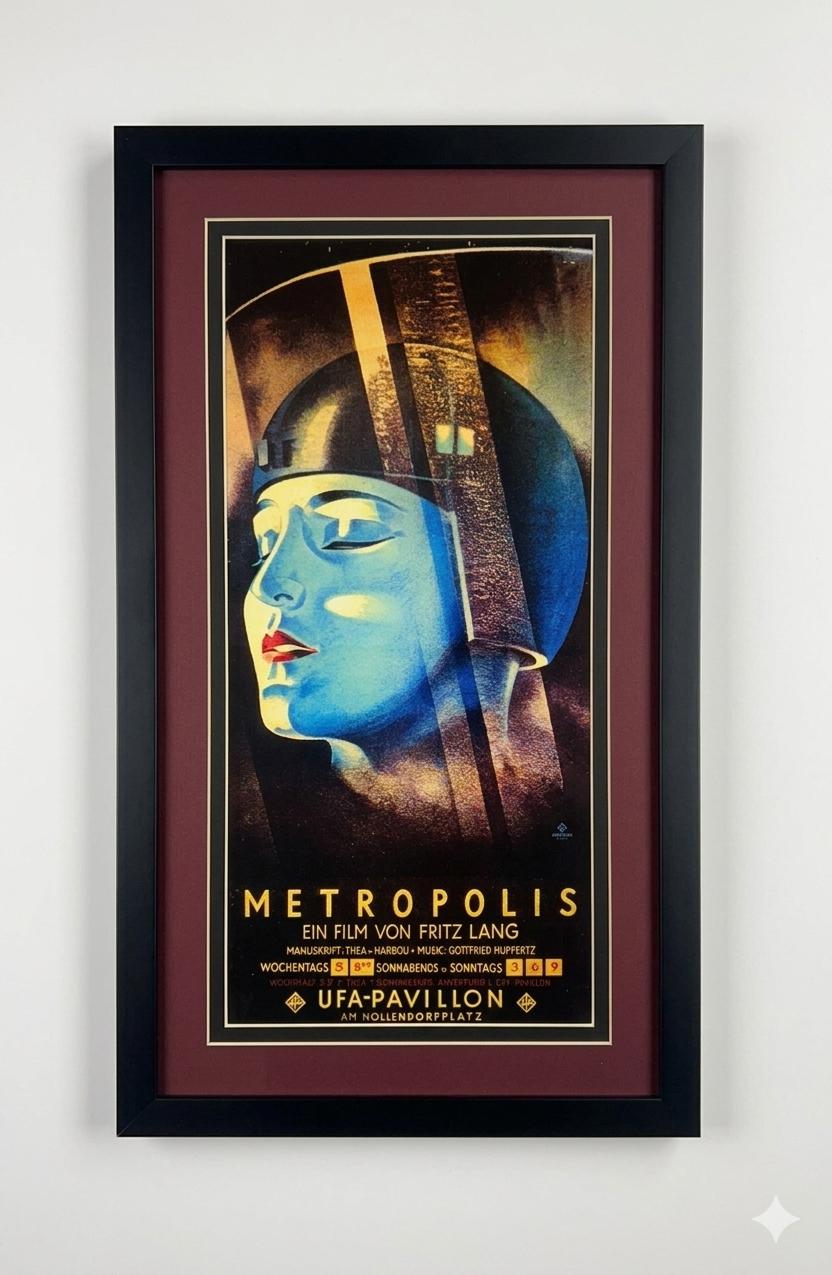 Metropolis Movie Poster Set Framed with Metallic Gold Mat