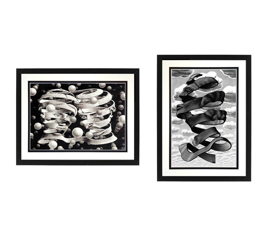 Escher Ribbon Head Set Framed Art Prints