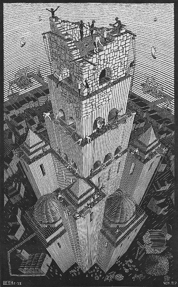 MC Escher Tower of Babel Poster Print
