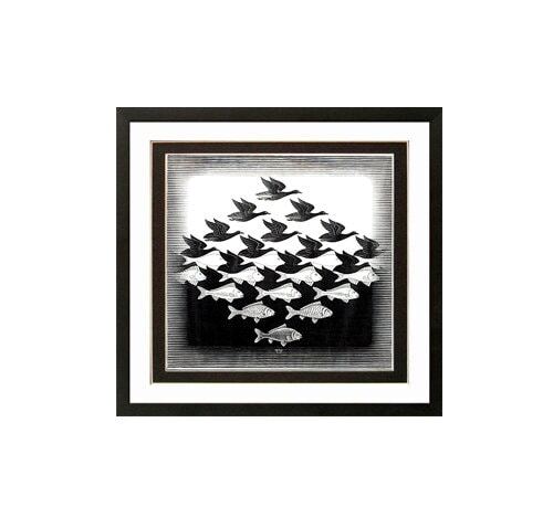 Escher Art Print Air and Water Framed