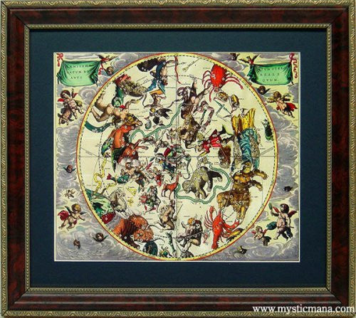 Astronomy Map of the Sky Antique Style Framed