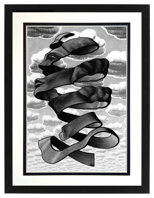 Escher Ribbon Head Art Print Framed