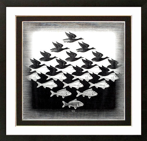 Escher Art Print Air and Water Framed