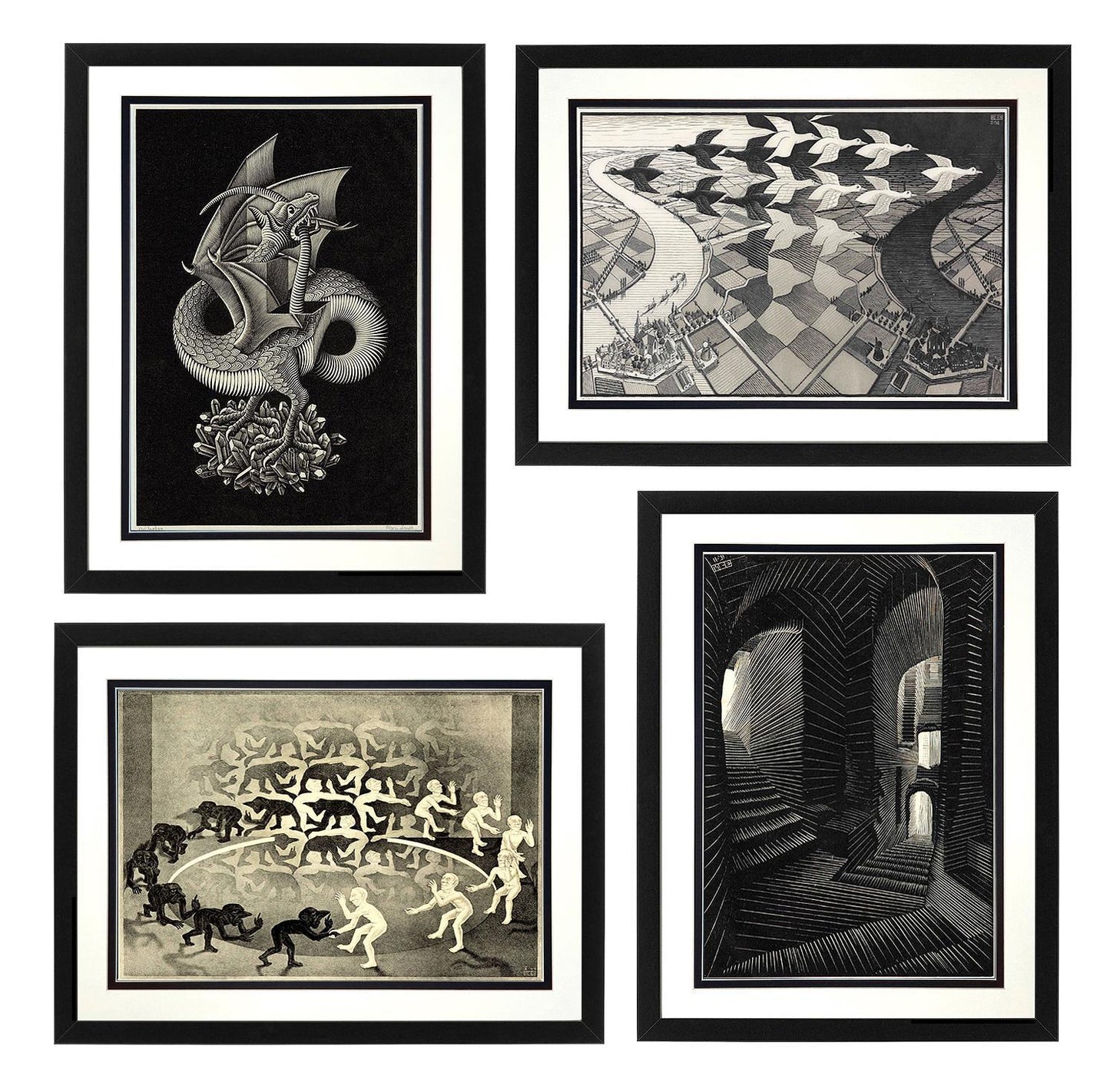 MC Escher Prints Set of 4 Customizable Framing