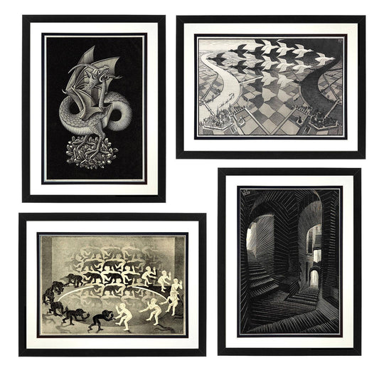 MC Escher Prints Set of 4 Customizable Framing