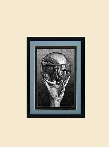 Hand with Reflecting Sphere Art Print by M.C. Escher Professionally Framed