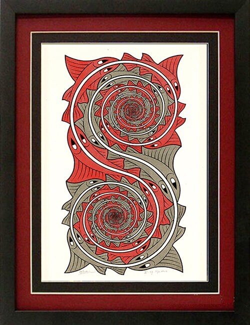 M.C. Escher Art Print Spirals Expertly Custom Framed