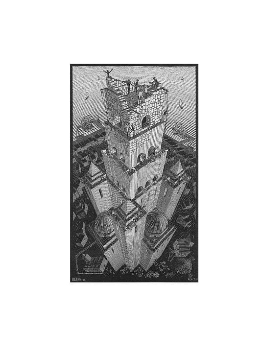 MC Escher Tower of Babel Poster Print