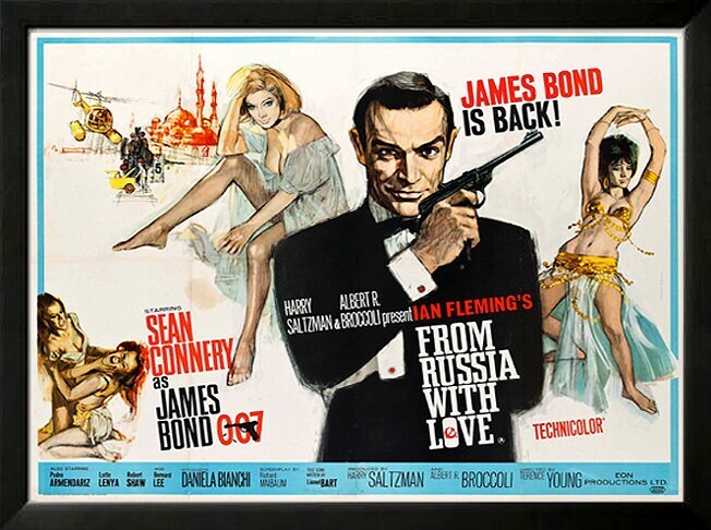 Set of 4 James Bond Movie Posters Custom Framed Displays – James Bond Poster