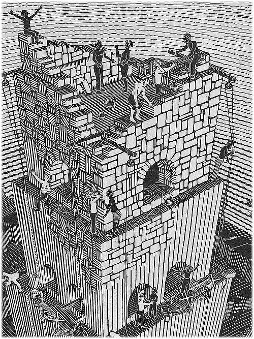 MC Escher Tower of Babel Poster Print