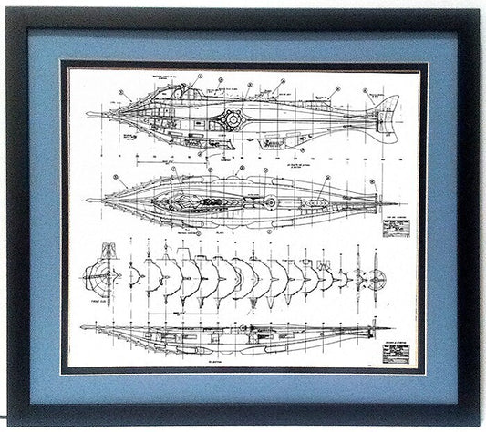 20000 Leagues Under the Sea Nautilus Submarine Framed Technical Print