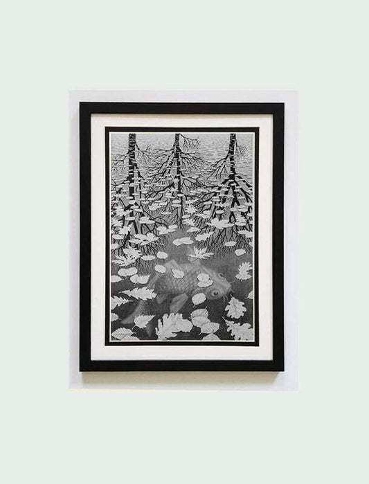 Three Worlds M.C. Escher Art Print  Custom Framed