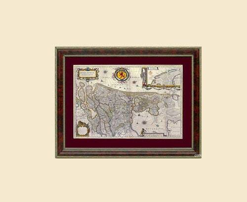 16th Century Map of Netherlands, Holland Framed