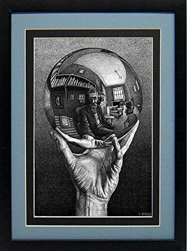 Hand with Reflecting Sphere Art Print by M.C. Escher Professionally Framed