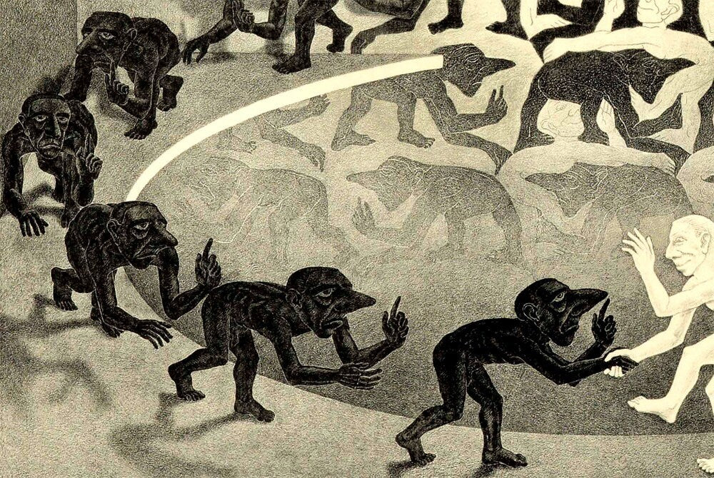 Escher Art Print Encounters