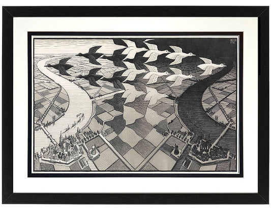 Escher Print Day and Night Framed