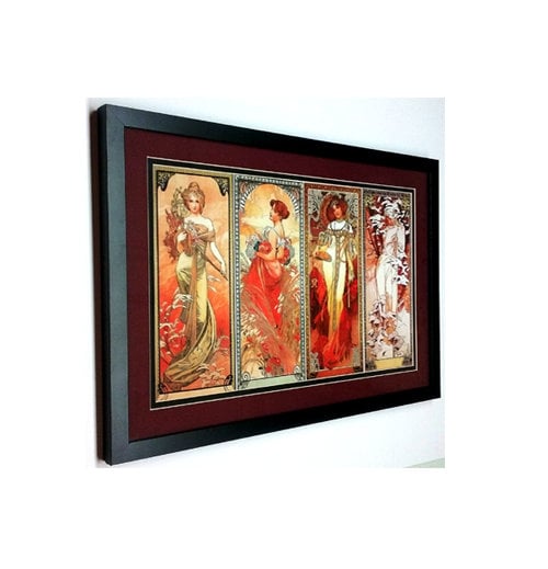 Mucha Poster The Four Seasons Art Nuveau Print Custom Framed