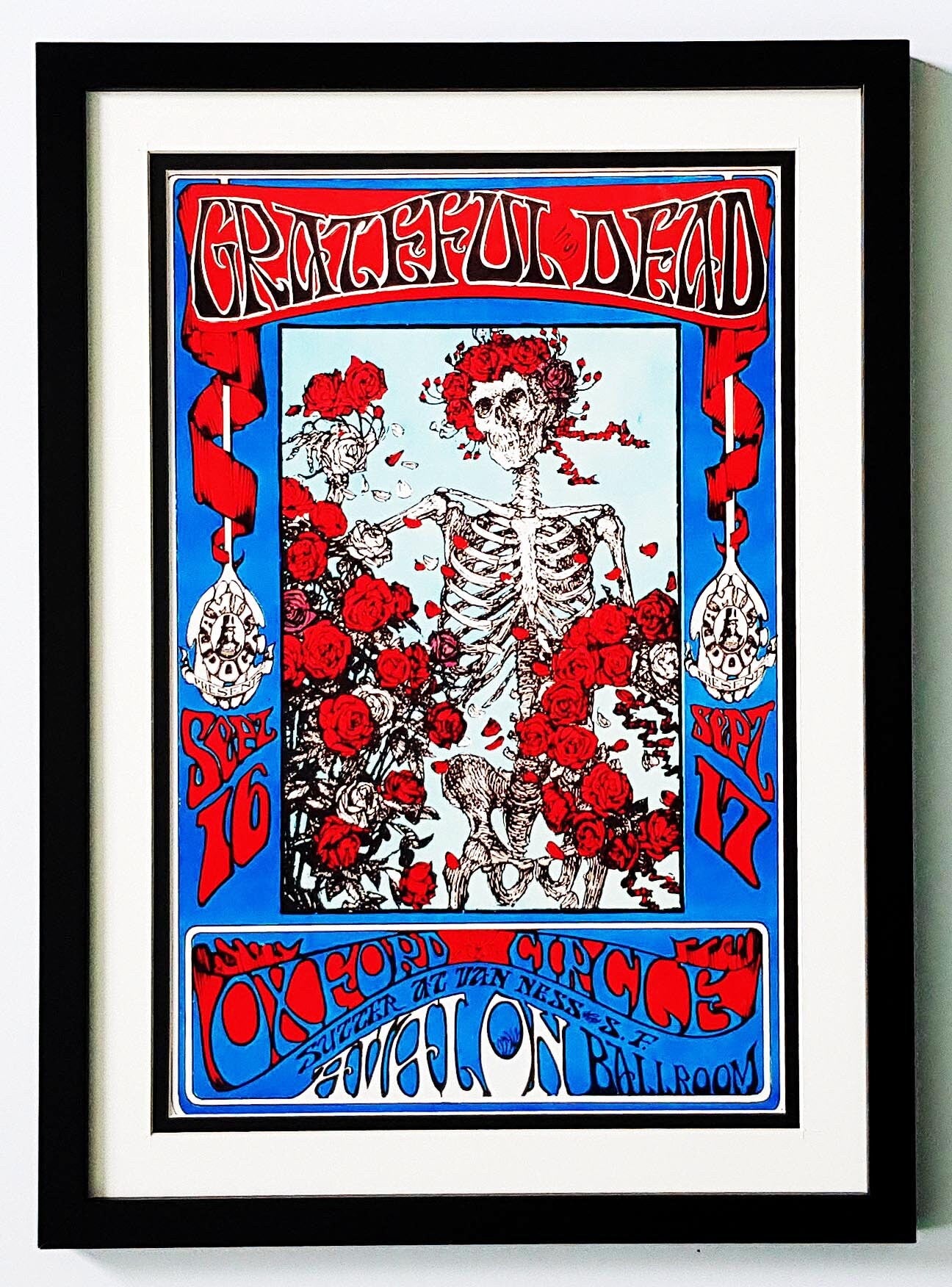 LARGE The Grateful Dead 1960's Art Nouveau Framed & Mated Concert Poster 24 x18