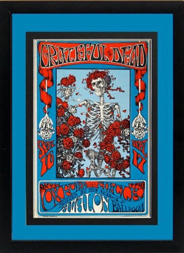 LARGE The Grateful Dead 1960's Art Nouveau Framed & Mated Concert Poster 24 x18