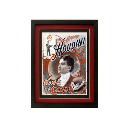 Houdini King of Cards Magic Poster Vintage Style Custom Framed Prints
