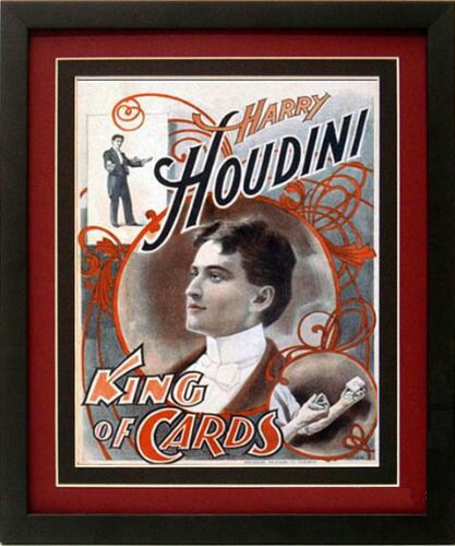 Houdini King of Cards Magic Poster Vintage Style Custom Framed Prints