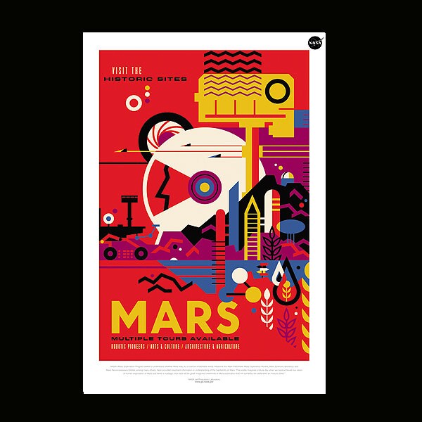 Mars NASA JPL Retro Poster Many Sizes Available