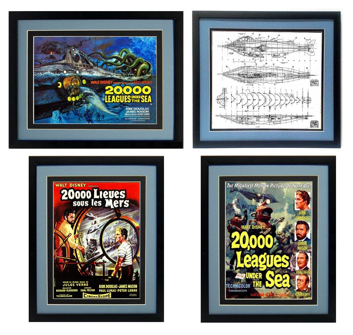 Set of 20,000 Leagues Under the Sea Framed Movie Posters