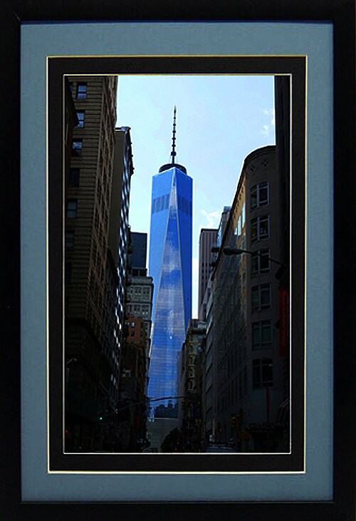 New York Skyline Freedom Tower Photo Framed & Matted Poster 30 x24