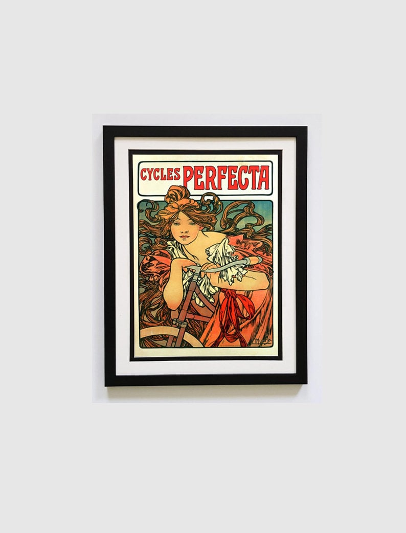 Mucha Cycles Perfecta Art Nuveau Framed Poster
