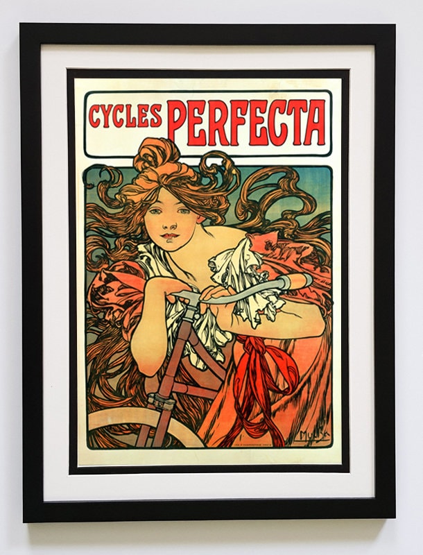 Mucha Cycles Perfecta Art Nuveau Framed Poster