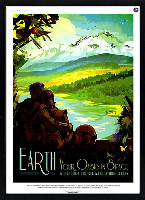 Earth Oasis in Space Nasa Graphic Poster  Framed A+ Quality 25x38
