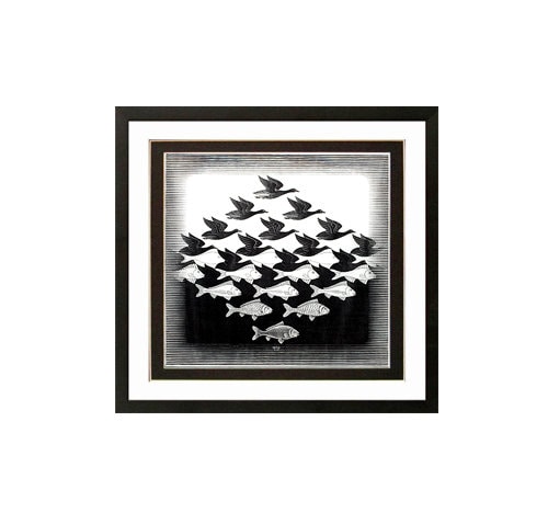 Escher Art Print Air and Water Framed
