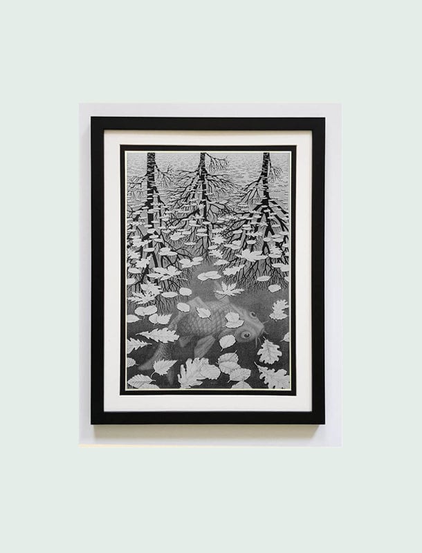 MC Escher Art Print Koi Pond Custom Framed