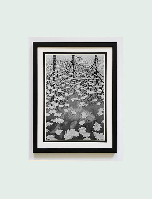 MC Escher Art Print Koi Pond Custom Framed