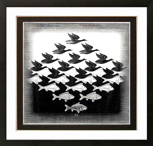Escher Art Print Air and Water Framed
