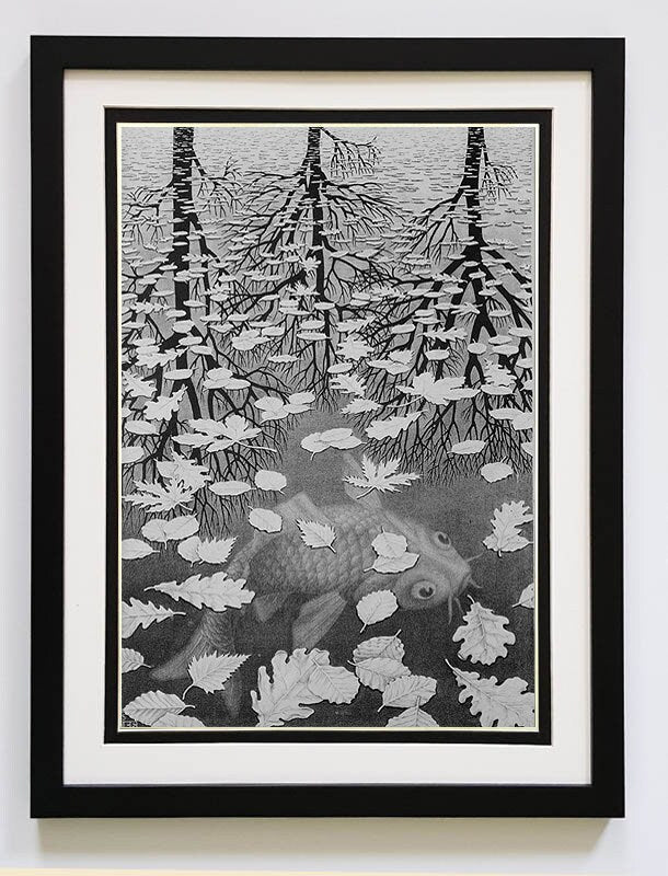 MC Escher Art Print Koi Pond Custom Framed