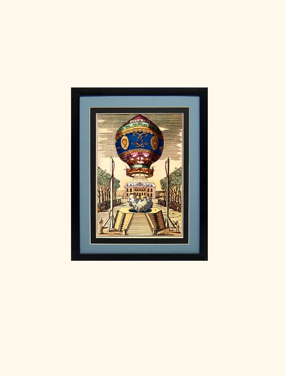 Montgolfier Brothers Ballon Vintage Style Print  Beautifully Framed