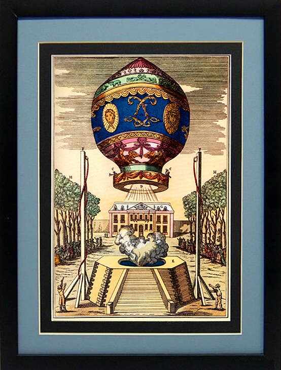 Montgolfier Brothers Ballon Vintage Style Print  Beautifully Framed