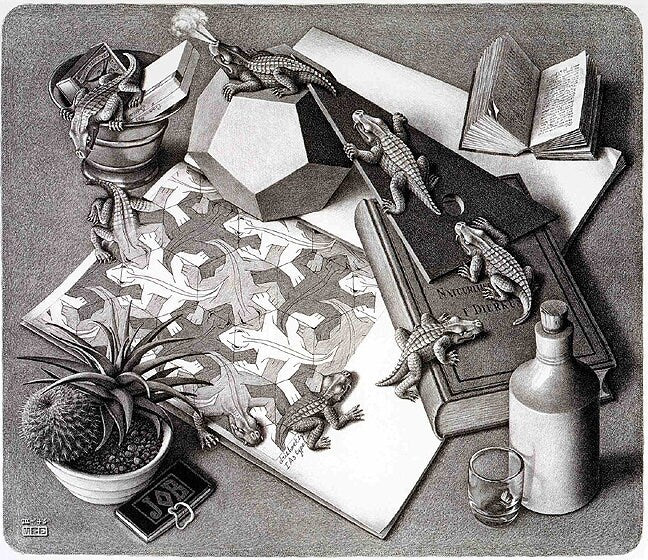 Reptiles by M.C. Escher Framed Poster Print Custom Framed Many Sizes