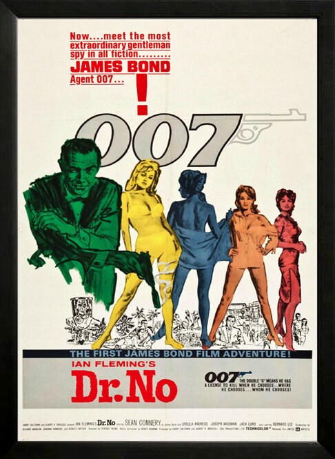 Set of 4 James Bond Movie Posters Custom Framed Displays